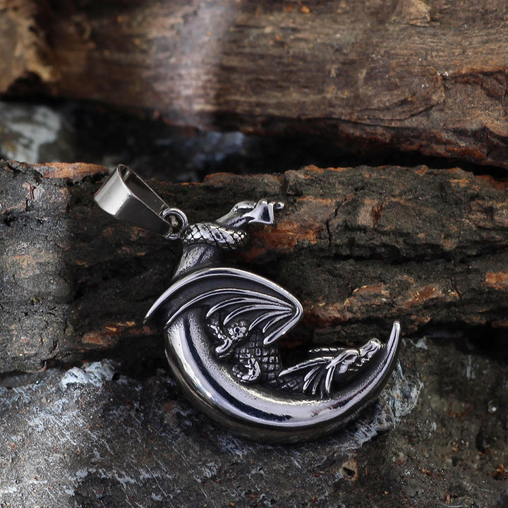 WorldNorse Dragon Claw Crescent Pendant Necklace