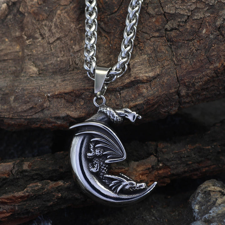 WorldNorse Dragon Claw Crescent Pendant Necklace