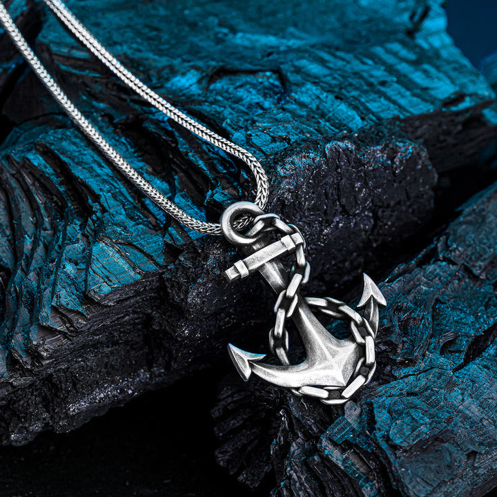 WorldNorse Anchor Oxidized Silver Necklace