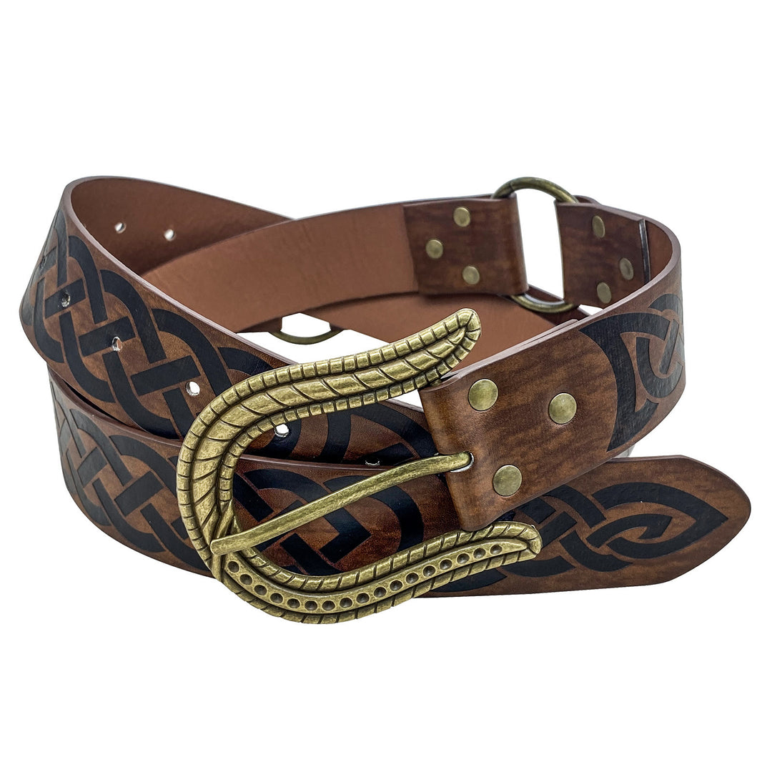 WorldNorse Celtic Knot Snake Texture Buckle Belt