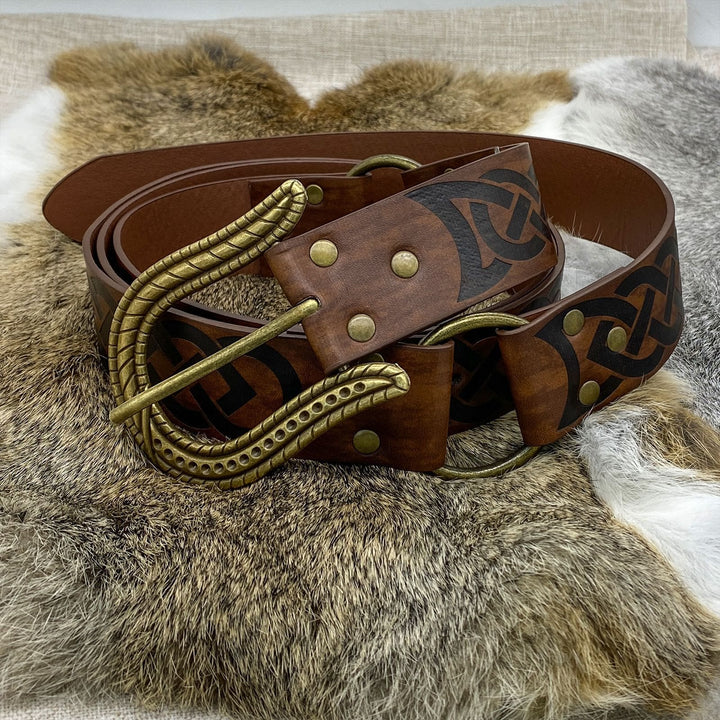 WorldNorse Celtic Knot Snake Texture Buckle Belt