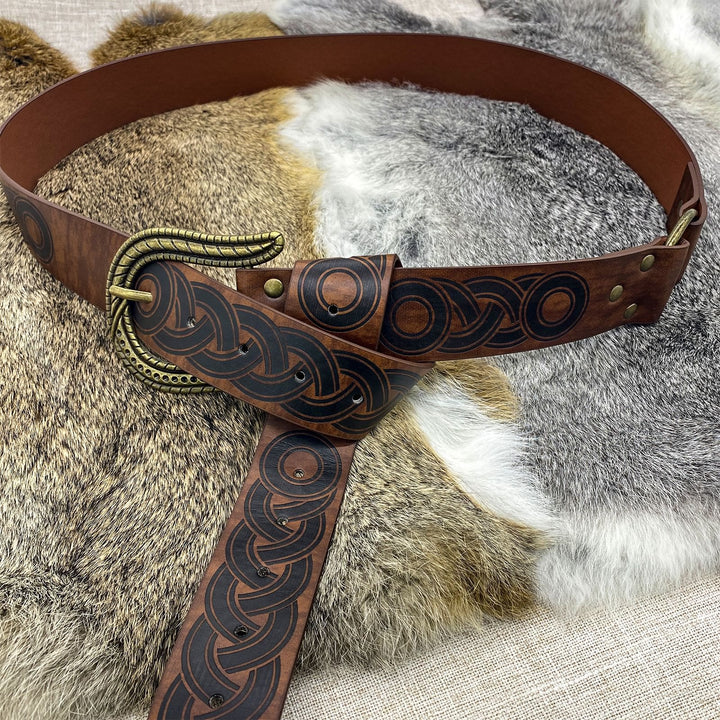 WorldNorse Celtic Knot Snake Texture Buckle Belt