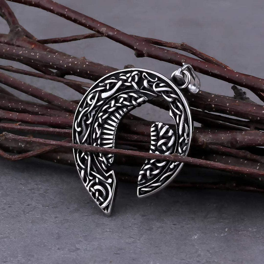 WorldNorse Odin's Raven Celtic Knot Titanium Steel Necklace