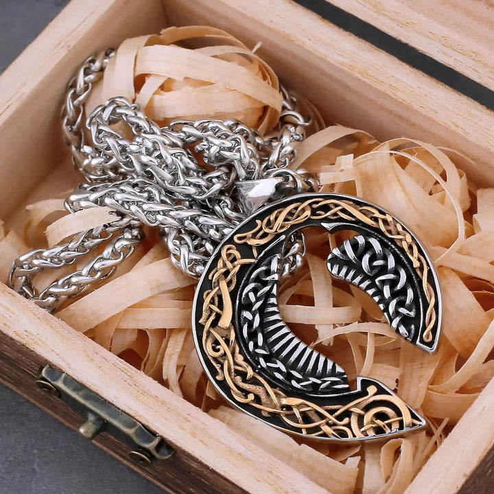 WorldNorse Odin's Raven Celtic Knot Titanium Steel Necklace