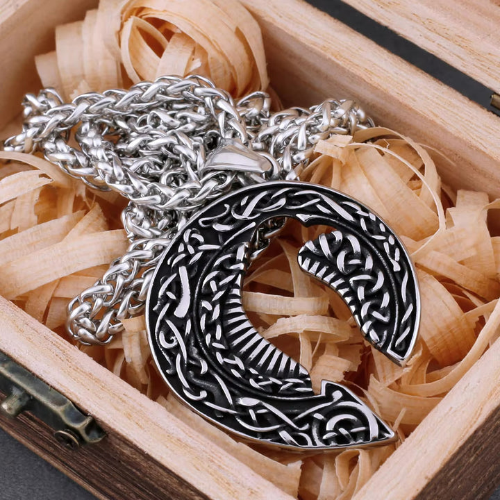 WorldNorse Odin's Raven Celtic Knot Titanium Steel Necklace