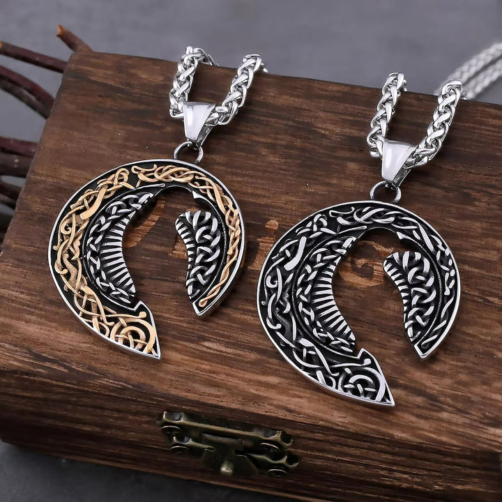 WorldNorse Odin's Raven Celtic Knot Titanium Steel Necklace