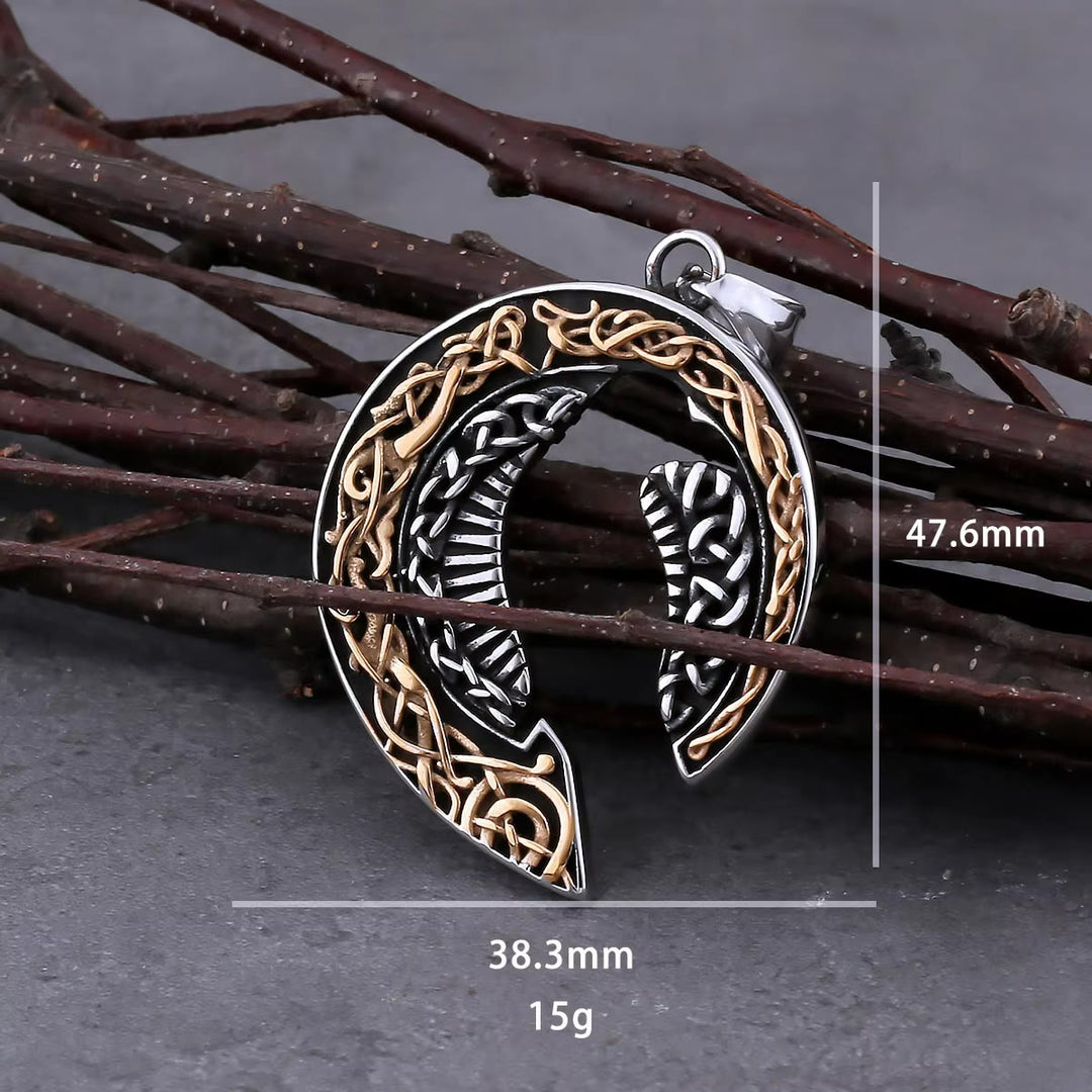 WorldNorse Odin's Raven Celtic Knot Titanium Steel Necklace