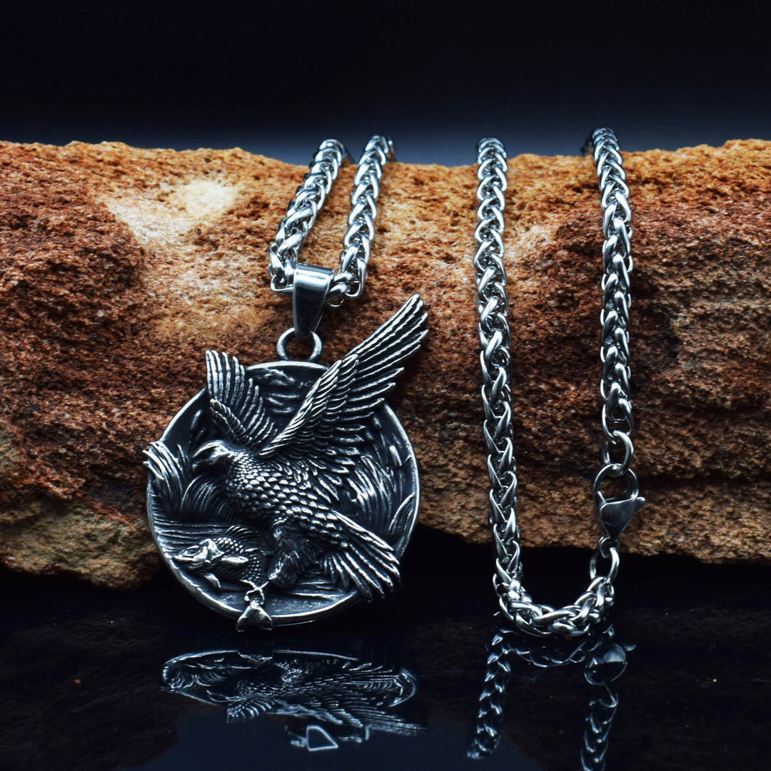 WorldNorse Gothic Eagle Fish Necklace