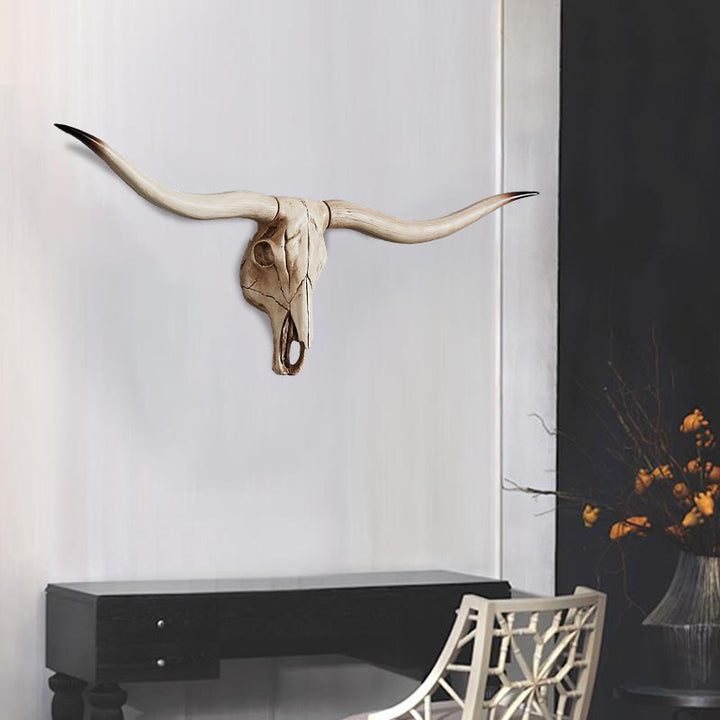 WorldNorse Animal Head Long Horn Skull Wall Decor