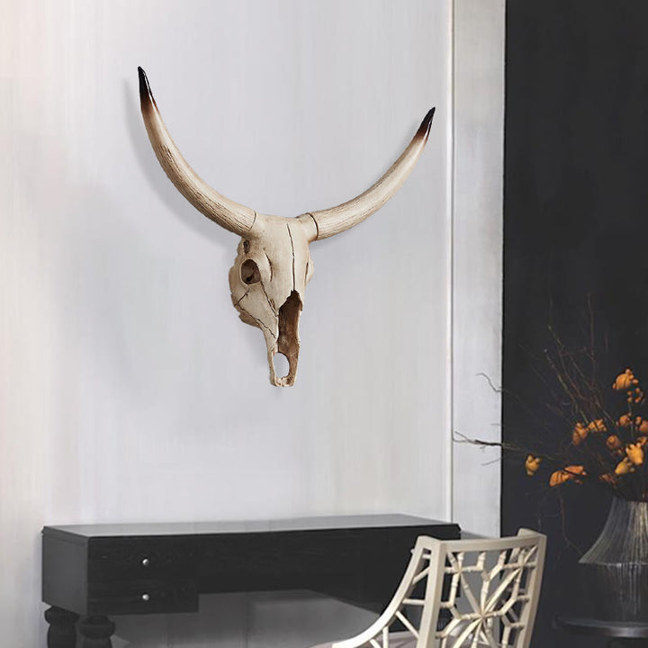 WorldNorse Antique Bull Skull Hang Wall Decor