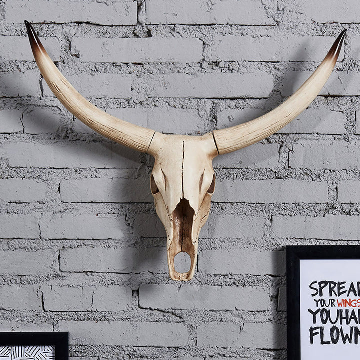 WorldNorse Antique Bull Skull Hang Wall Decor