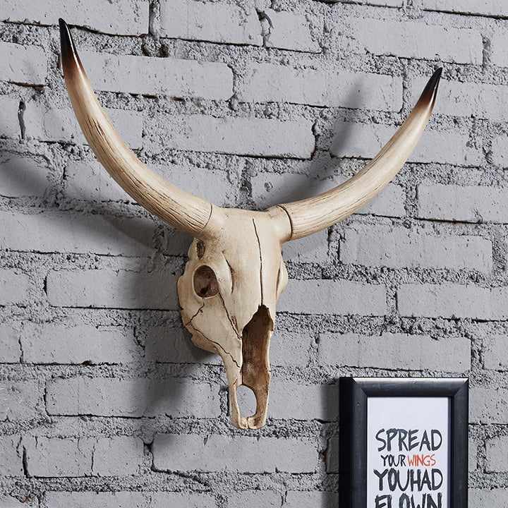 WorldNorse Antique Bull Skull Hang Wall Decor