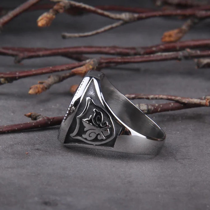 WorldNorse Crossed Viking Axe Stainless Steel Ring