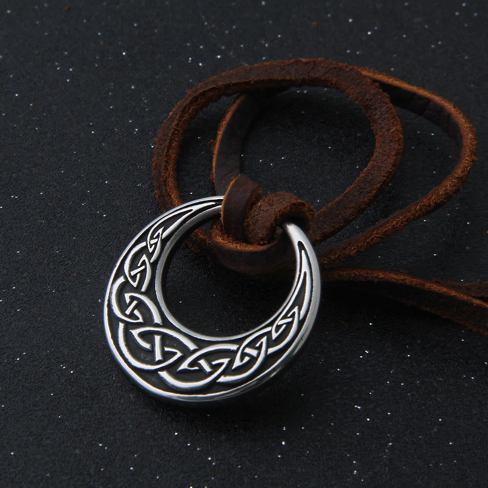 WorldNorse Celtic Knot Moon Shape Necklace