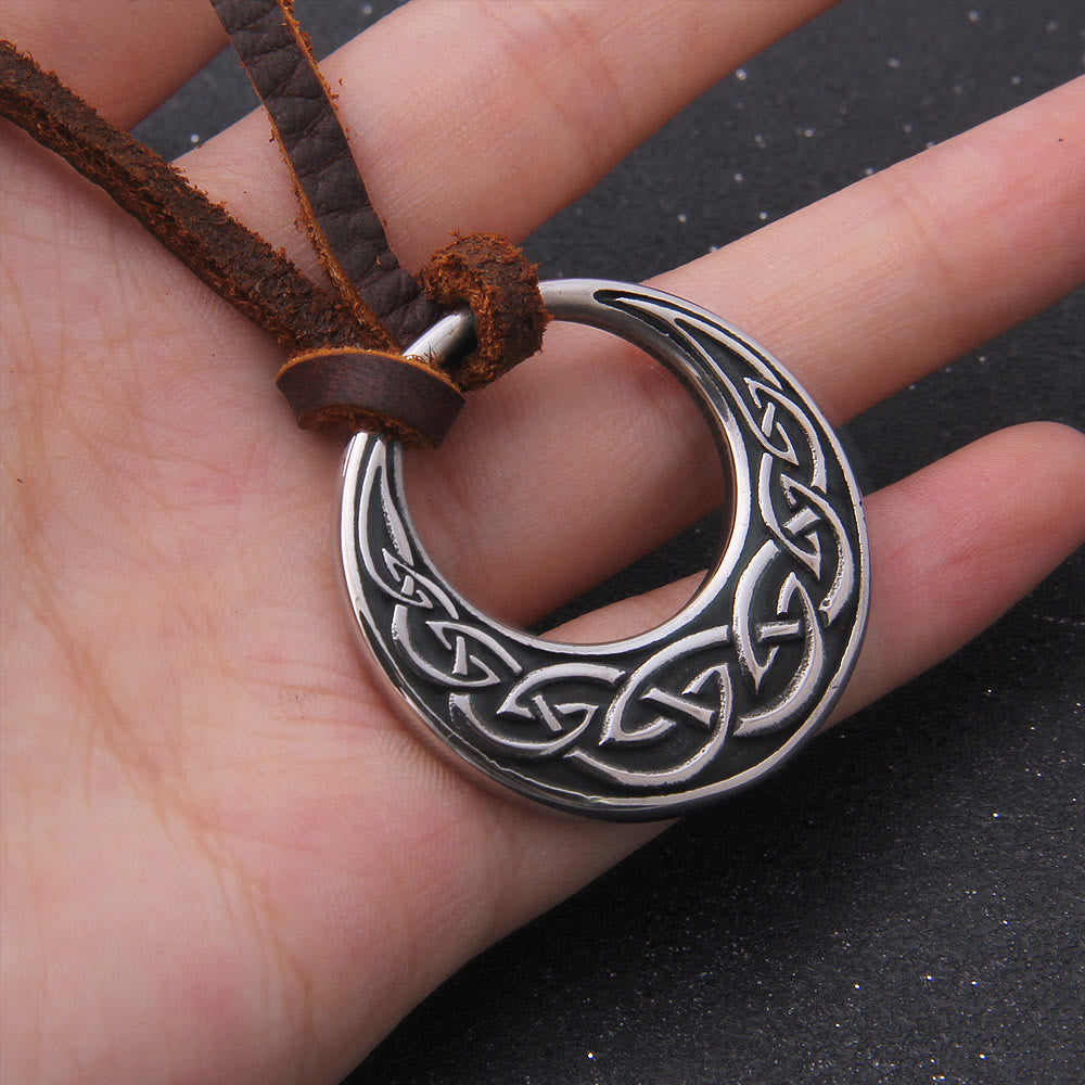 WorldNorse Celtic Knot Moon Shape Necklace