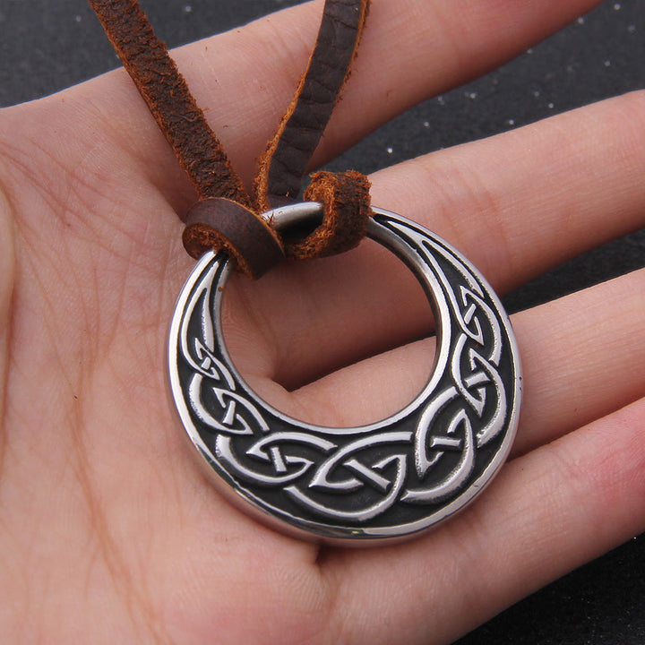 WorldNorse Celtic Knot Moon Shape Necklace