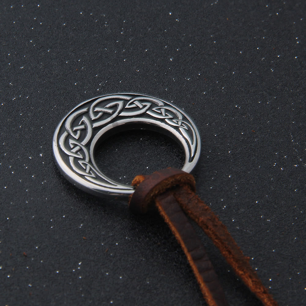 WorldNorse Celtic Knot Moon Shape Necklace