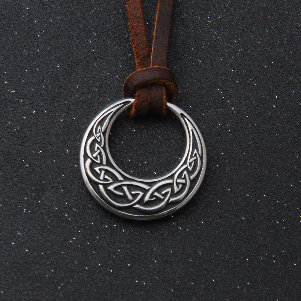 WorldNorse Celtic Knot Moon Shape Necklace