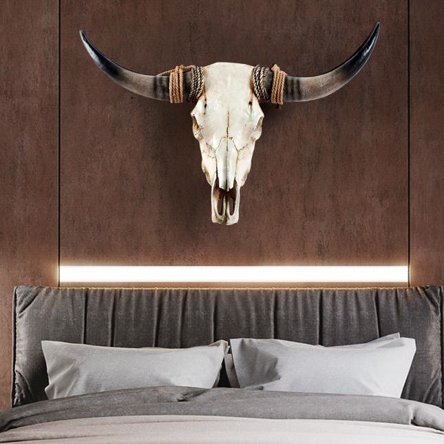 WorldNorse Long Horn Cow Skull Wall Decor