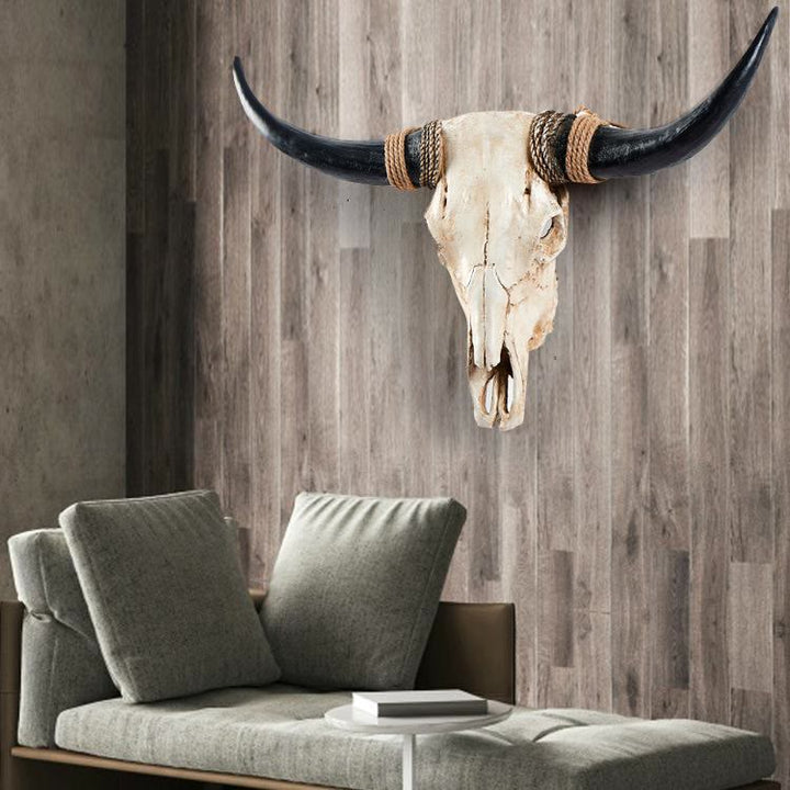 WorldNorse Long Horn Cow Skull Wall Decor