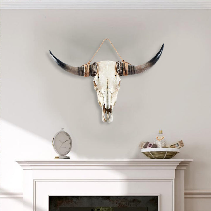 WorldNorse Long Horn Cow Skull Wall Decor