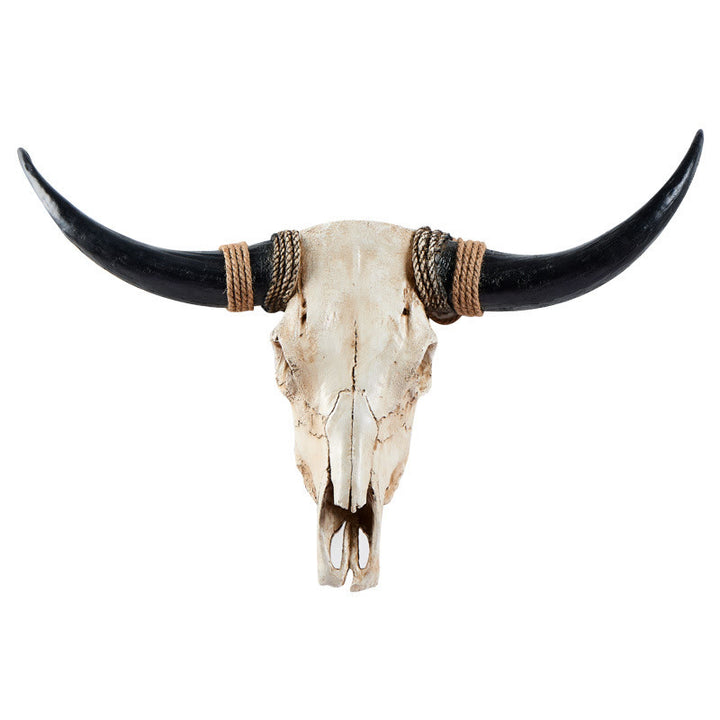 WorldNorse Long Horn Cow Skull Wall Decor - Black Horn - Integrated - image 2