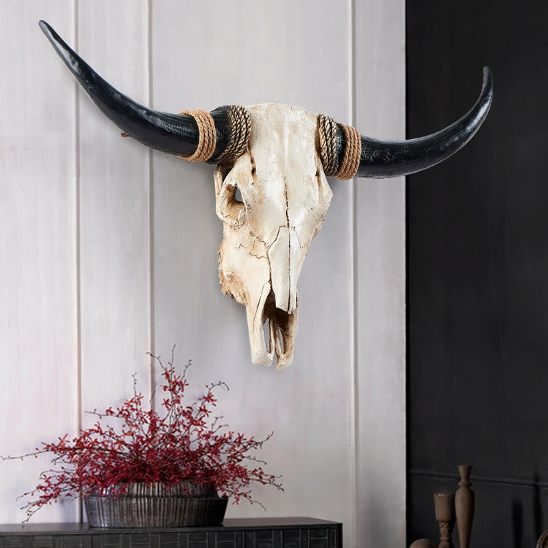 WorldNorse Long Horn Cow Skull Wall Decor