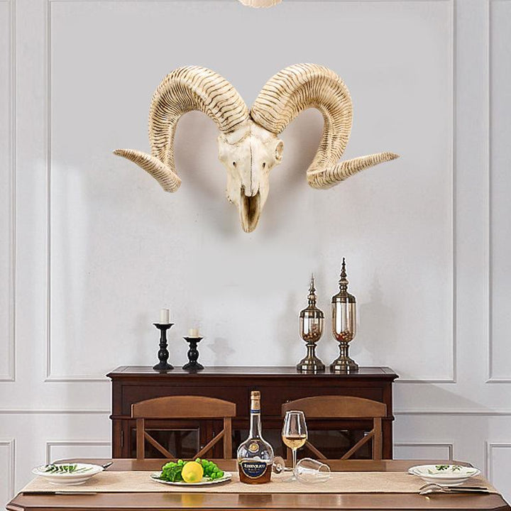 WorldNorse Curl Horn Ram Sheep Skull Decor