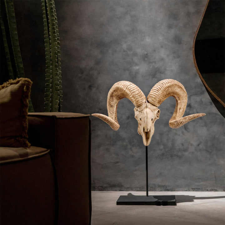 WorldNorse Curl Horn Ram Sheep Skull Decor