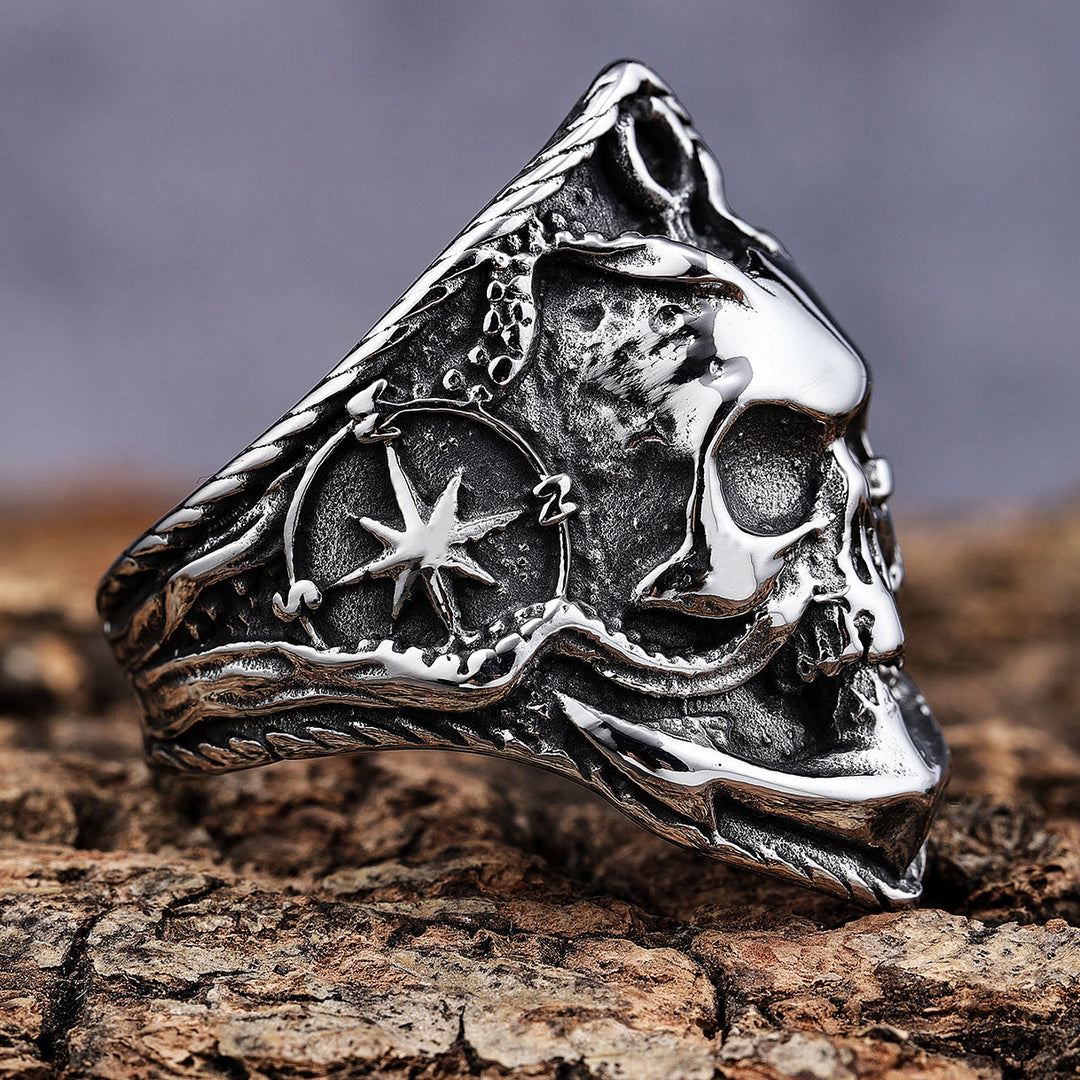 WorldNorse Octopus Skull Anchor Titanium Steel Ring