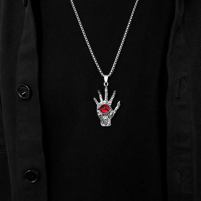 WorldNorse Gothic Skull Devil's Hand Eye Necklace