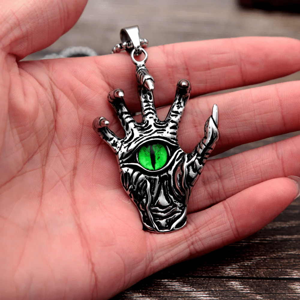 WorldNorse Gothic Skull Devil's Hand Eye Necklace