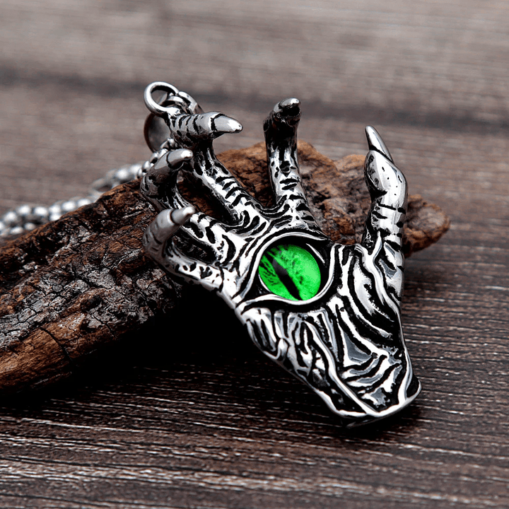 WorldNorse Gothic Skull Devil's Hand Eye Necklace