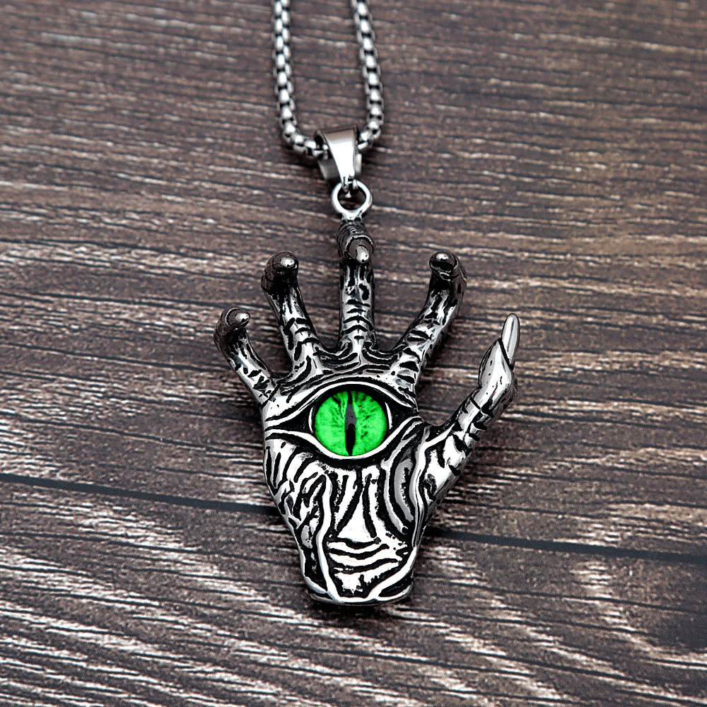 WorldNorse Gothic Skull Devil's Hand Eye Necklace