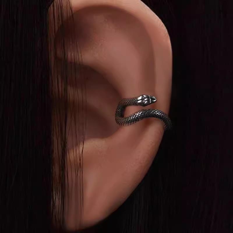 WorldNorse Gothic Coiled Snake Ear Cuffs