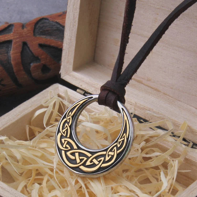 WorldNorse Celtic Knot Moon Shape Necklace