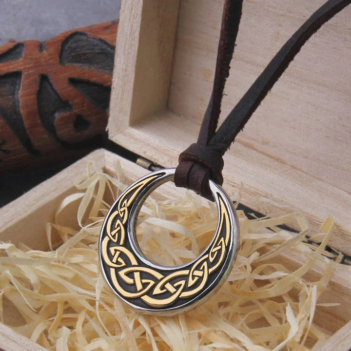 WorldNorse Celtic Knot Moon Shape Necklace