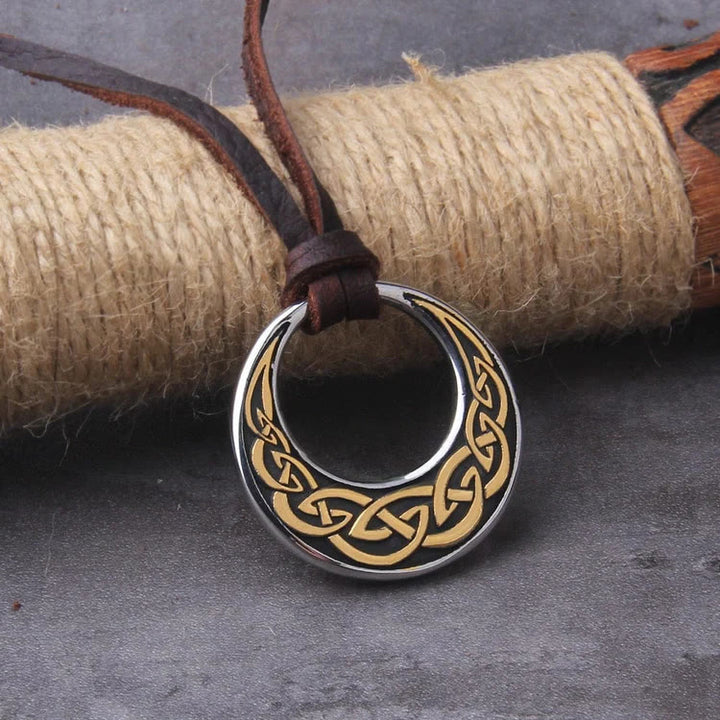 WorldNorse Celtic Knot Moon Shape Necklace