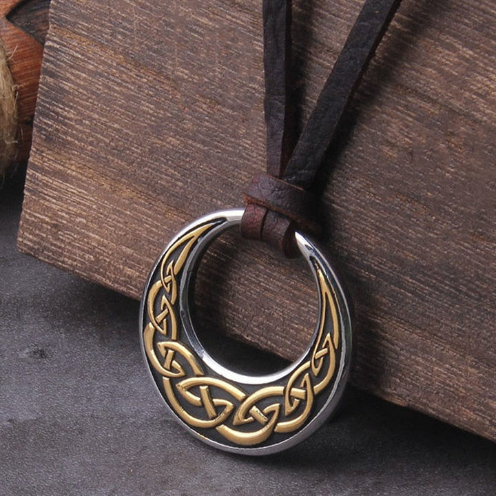 WorldNorse Celtic Knot Moon Shape Necklace