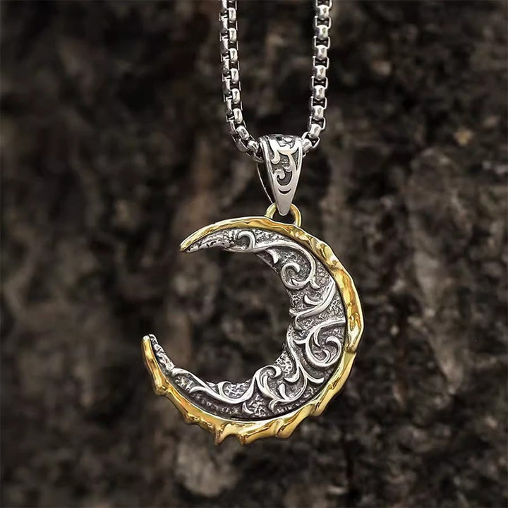 WorldNorse Wave Pattern Crescent Necklace