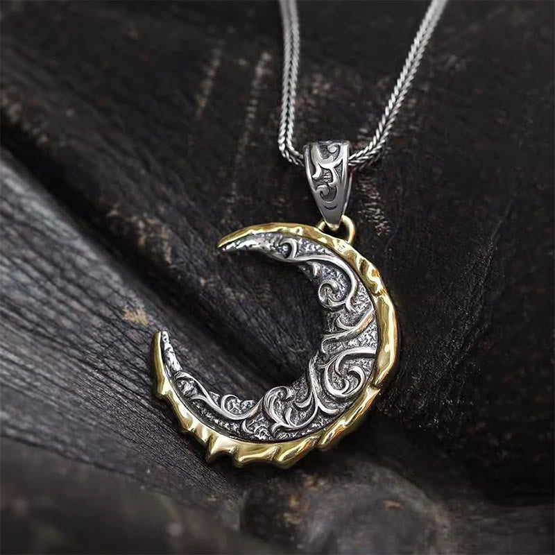 WorldNorse Wave Pattern Crescent Necklace