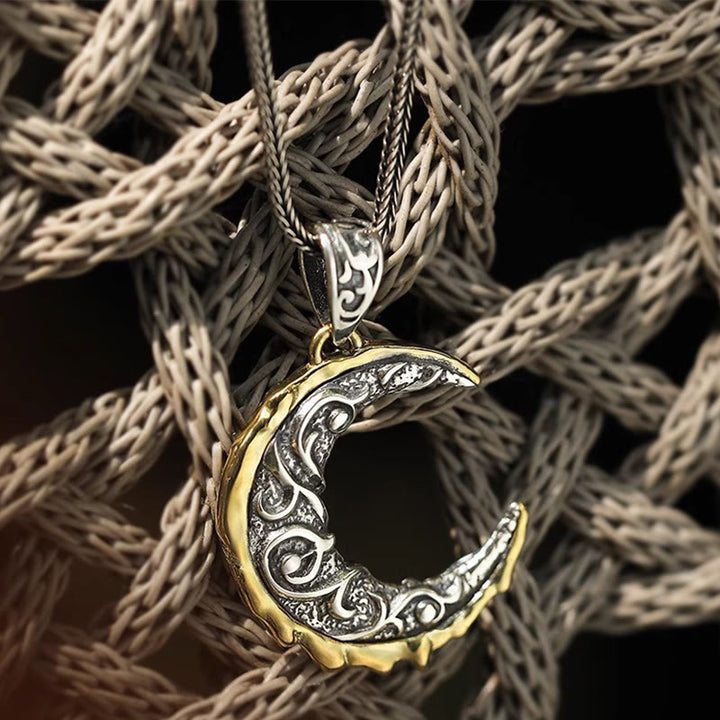 WorldNorse Wave Pattern Crescent Necklace