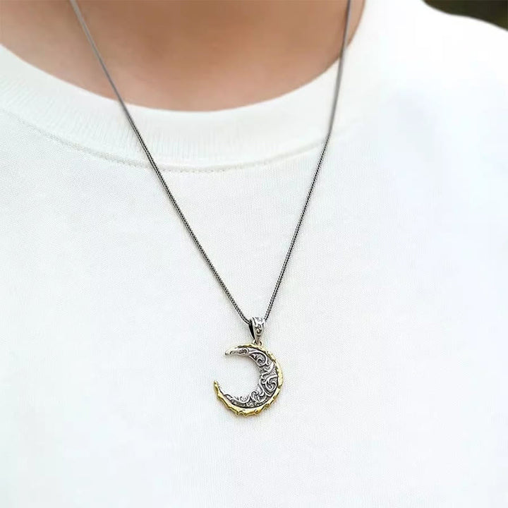 WorldNorse Wave Pattern Crescent Necklace