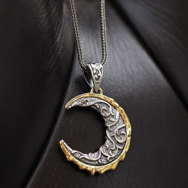 WorldNorse Wave Pattern Crescent Necklace