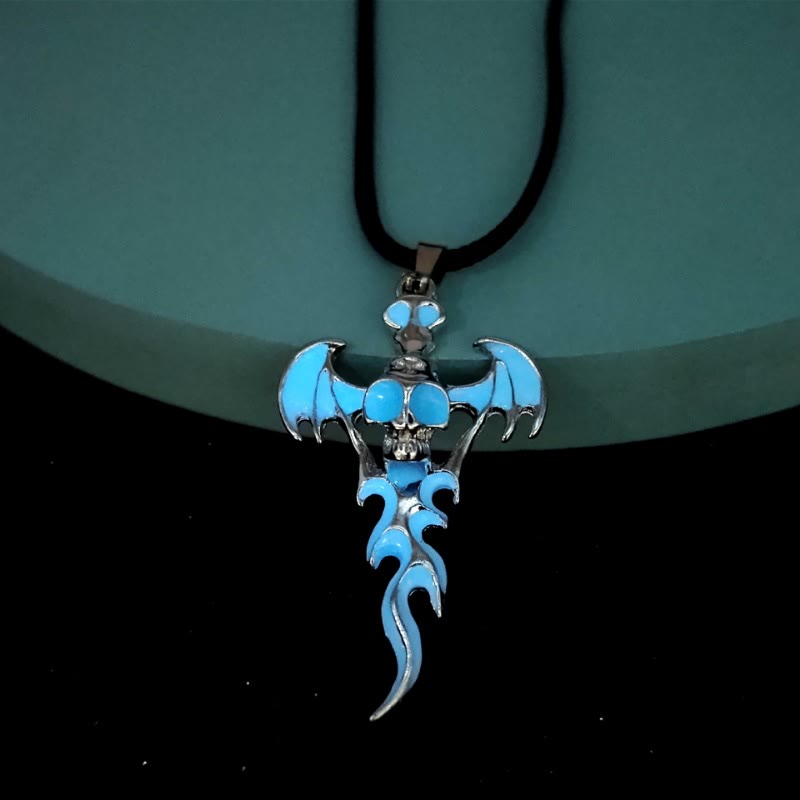 WorldNorse Skull Head Wings Glow Necklace