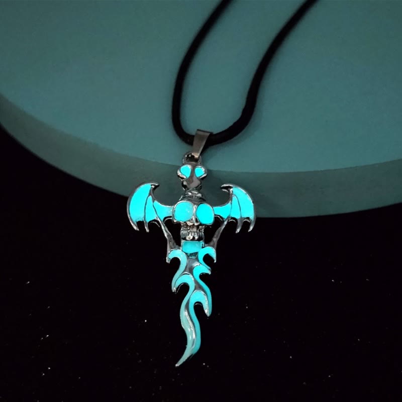 WorldNorse Skull Head Wings Glow Necklace