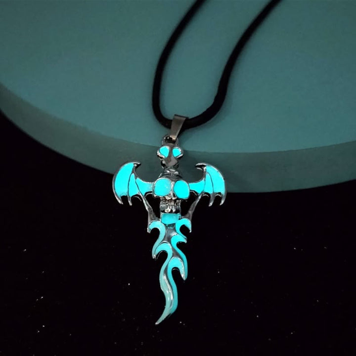 WorldNorse Skull Head Wings Glow Necklace