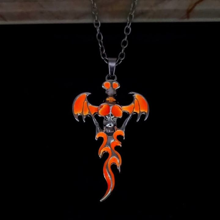 WorldNorse Skull Head Wings Glow Necklace