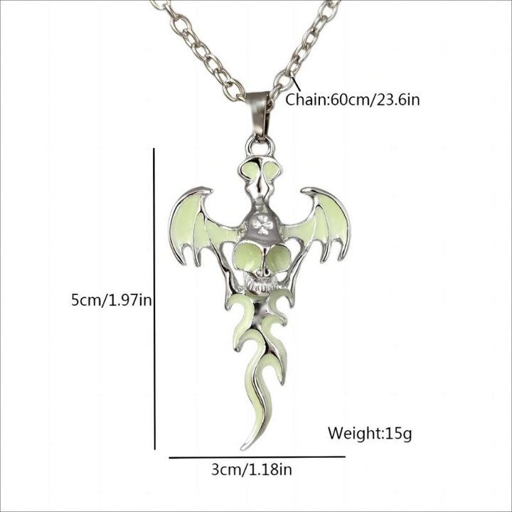 WorldNorse Skull Head Wings Glow Necklace