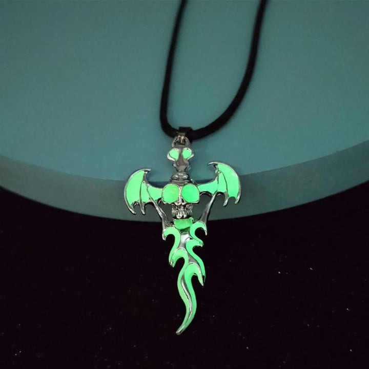 WorldNorse Skull Head Wings Glow Necklace